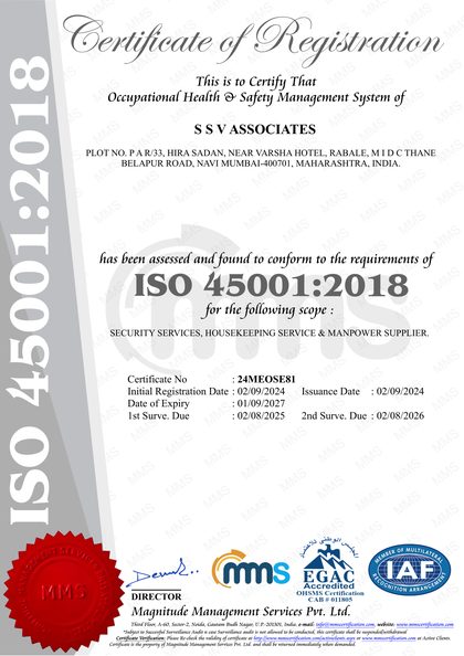 SSV Associates ISO 45001:2018 – Occupational Health & Safety