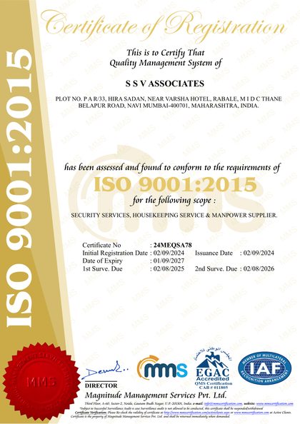 SSV Associates ISO 9001:2015 – Quality Management