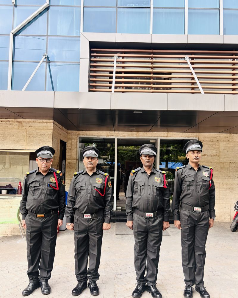 SSV security guards in uniform at a client's office entrance